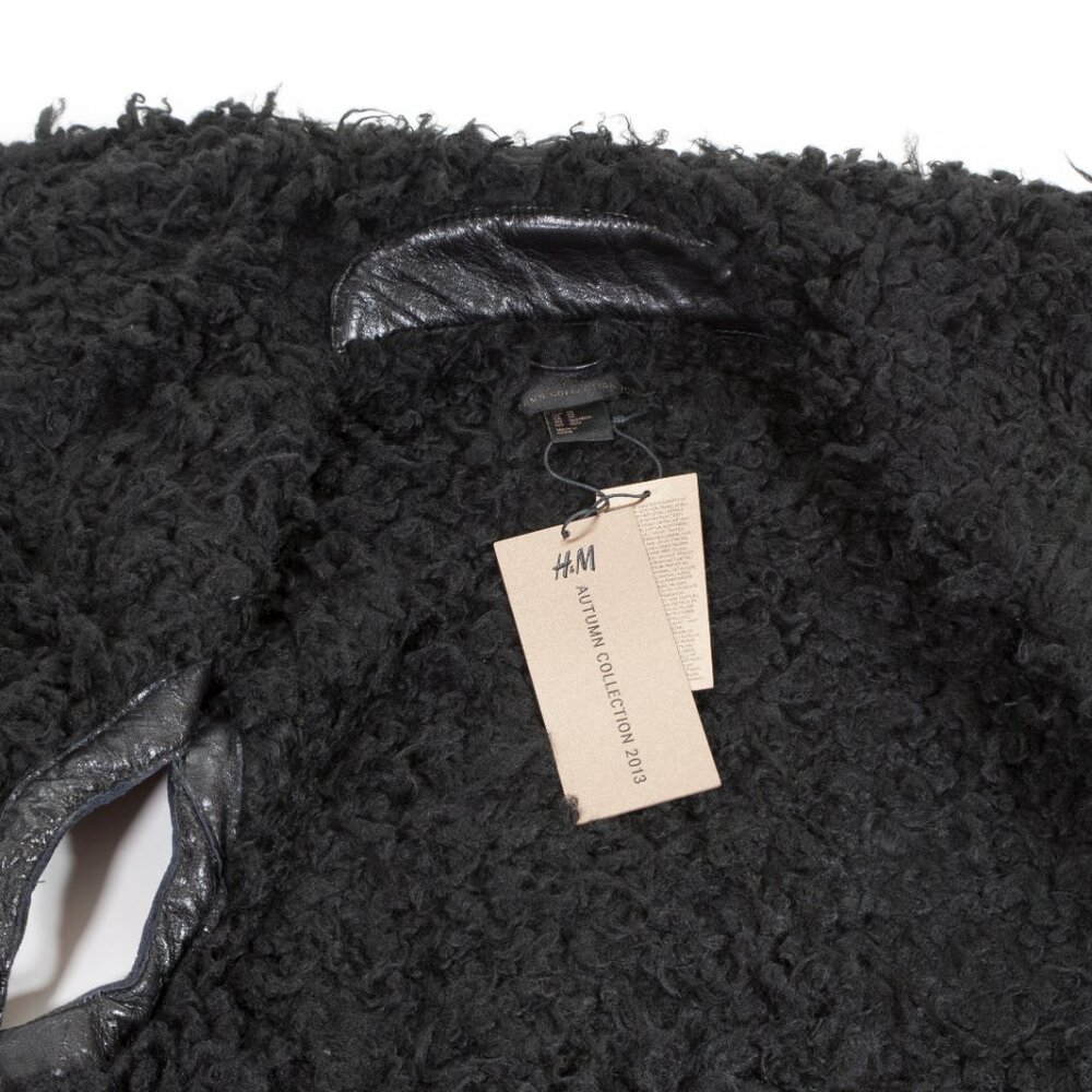 H&M Faux Leather Moto Vest Oversized Shearling Collar Men’s XS - Picture 5 of 5